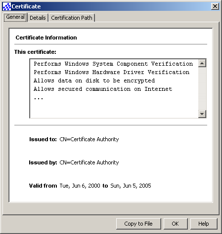 the certificate viewer